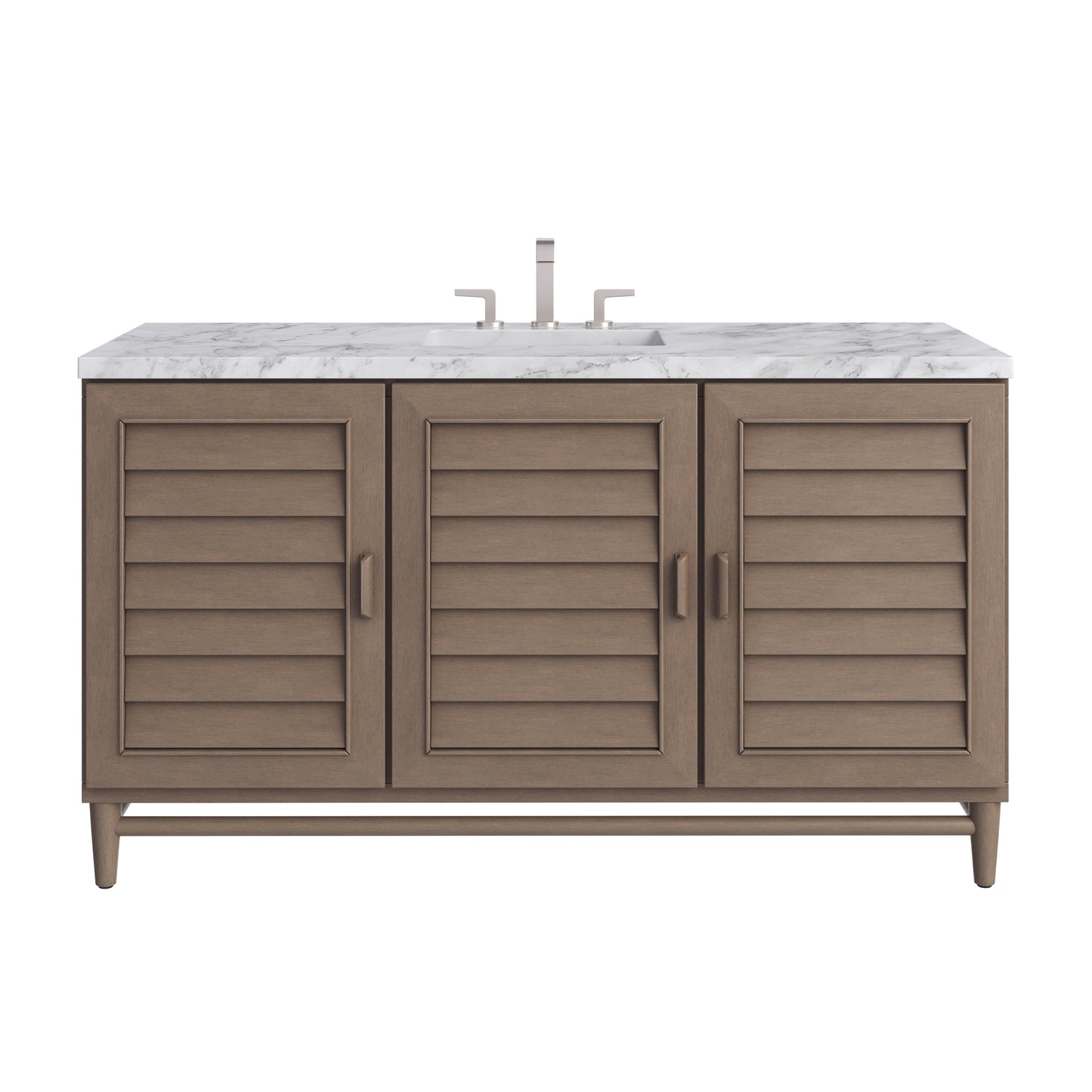 Renovate for Less Atlanta Portland 60" Single Vanity Whitewashed Walnut w/ 3 CM Carrara Marble Top