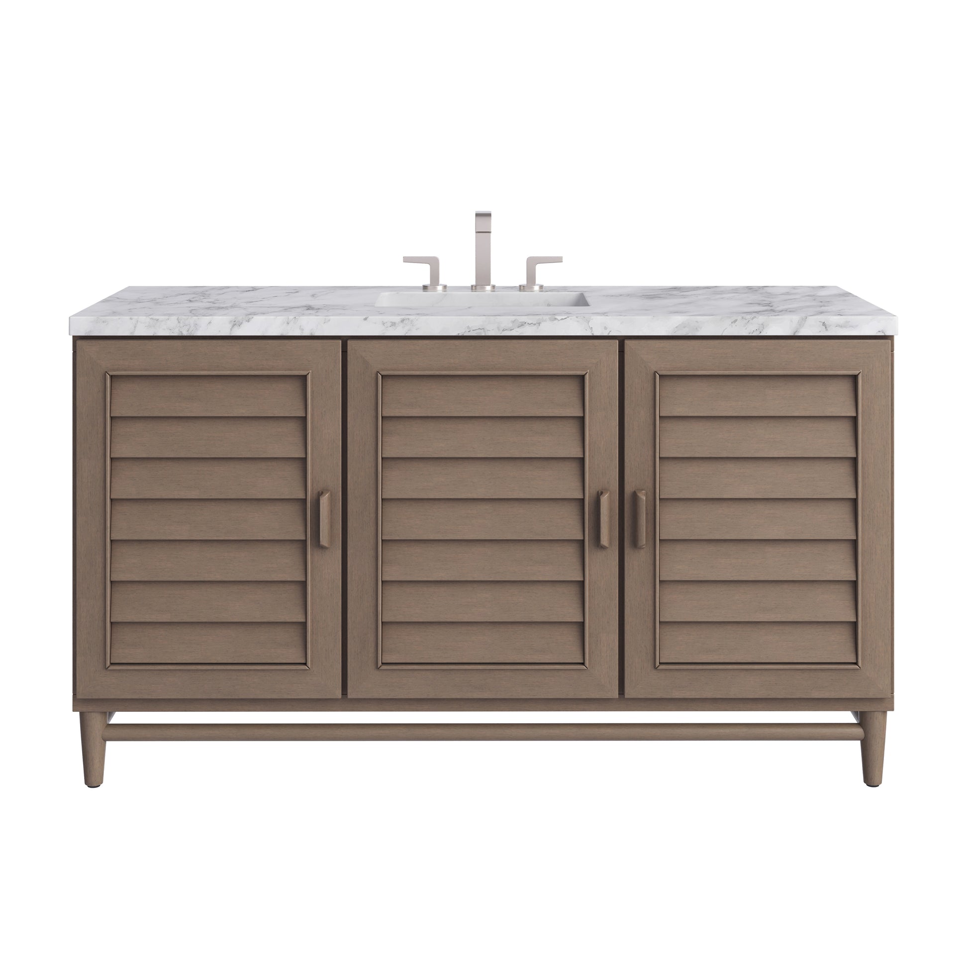 Renovate for Less Atlanta Portland 60" Single Vanity Whitewashed Walnut w/ 3 CM Carrara Marble Top