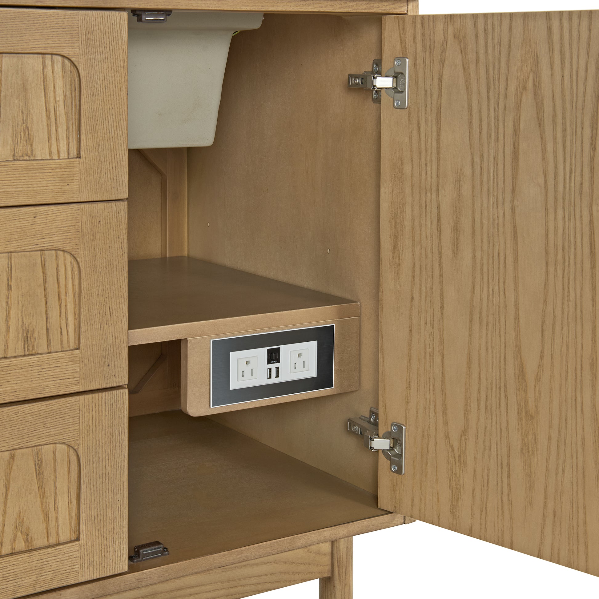 Renovate for Less Atlanta Laurent 60" Double Vanity, Light Natural Oak, w/ 3 CM Phantome Eclos Top