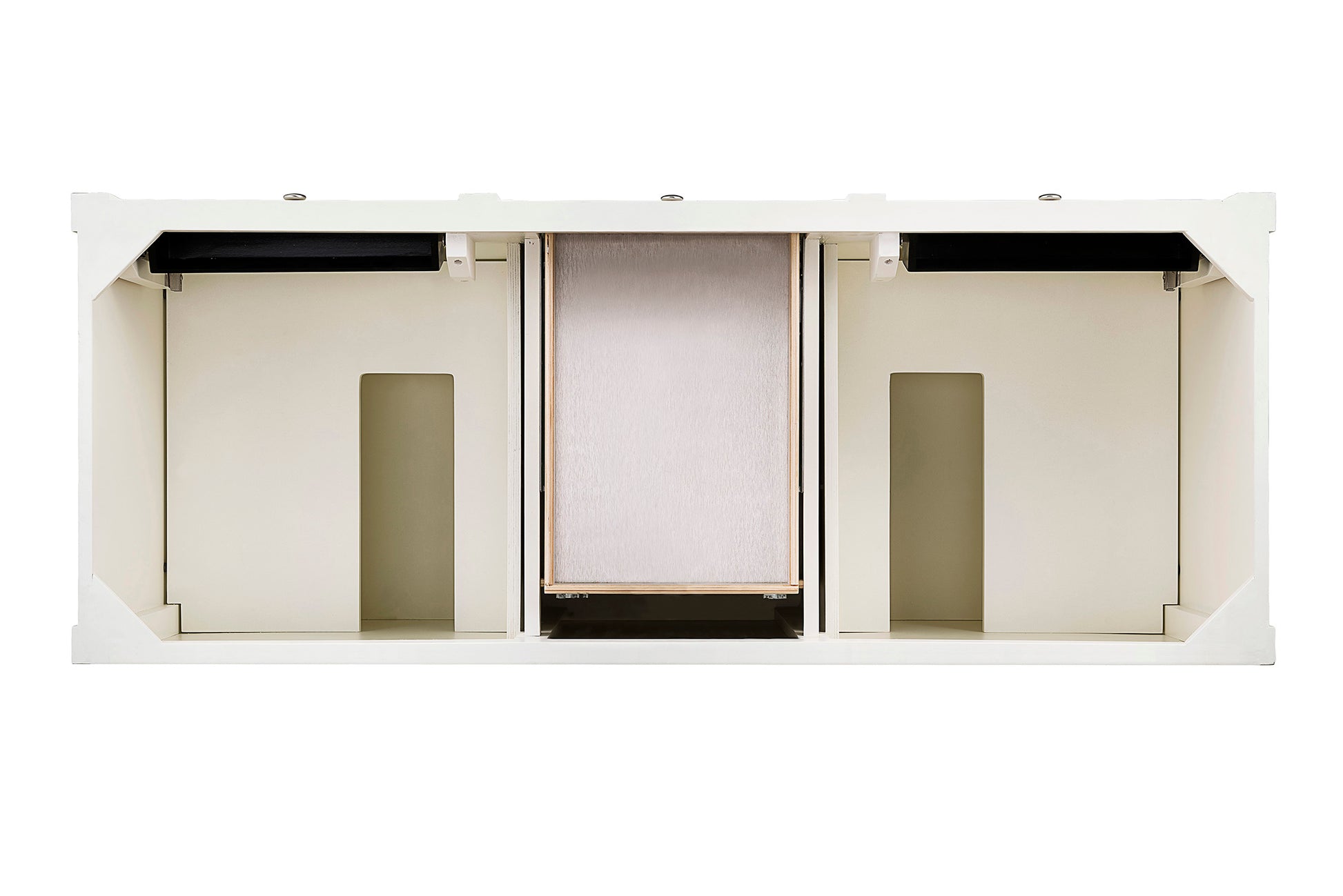 Renovate for Less Atlanta Brittany 60" Double Vanity in Bright White, w/ 3 CM Siberian Silestone Top w/FreePower Wireless Charger
