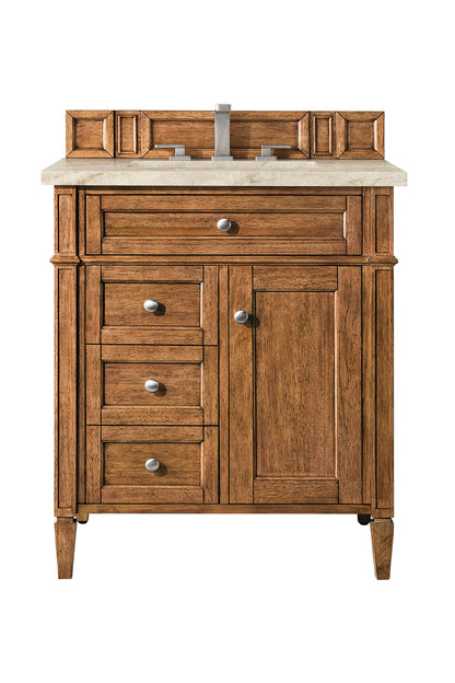 Renovate for Less Atlanta Brittany 30" Single Vanity, Saddle Brown, w/ 3 CM Tajnar Eclos Top