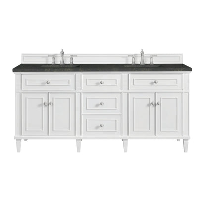 Lorelai 72" Double Vanity, Bright White, w/ 3 CM Phantome Eclos Top