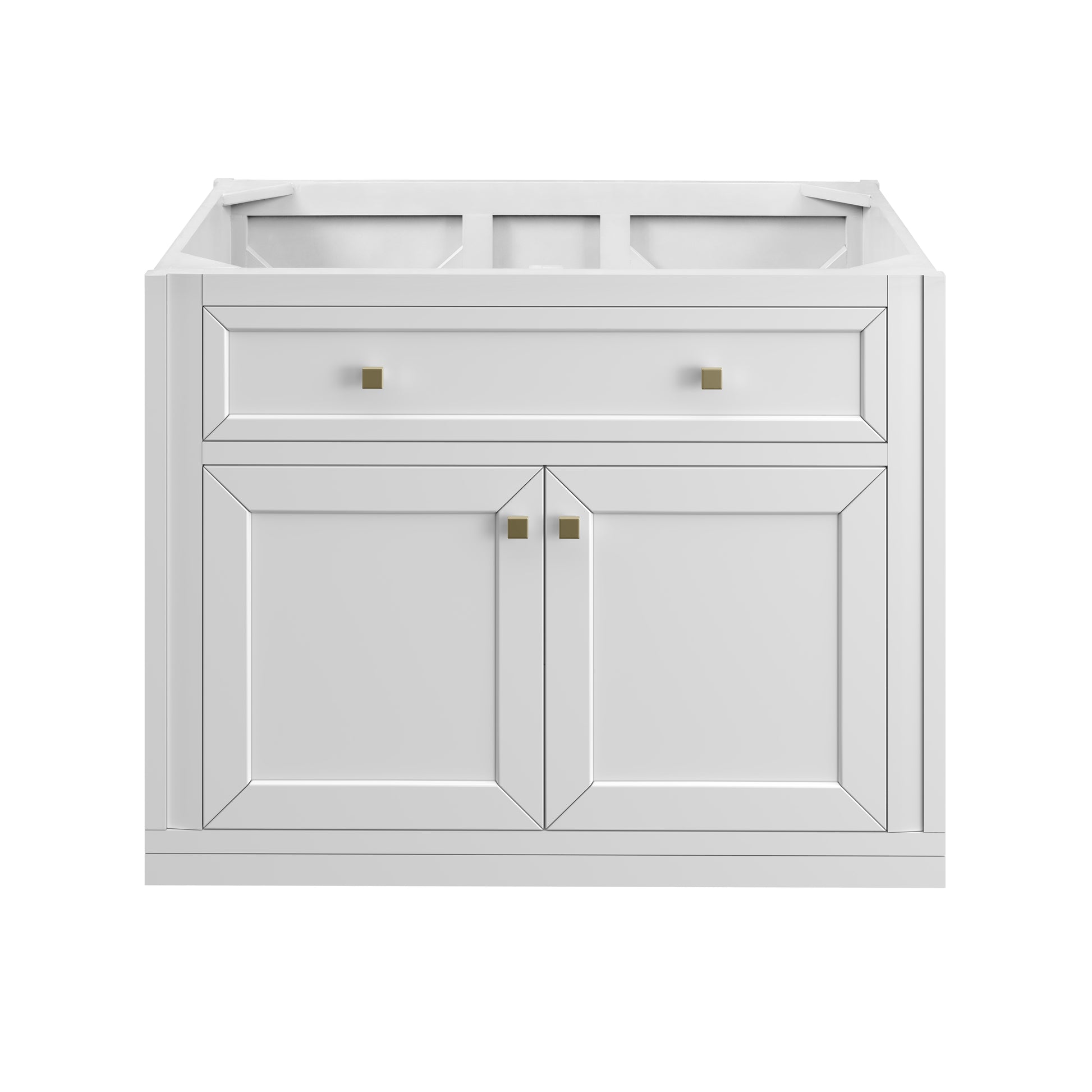 Renovate for Less Atlanta Chicago 36" Single Vanity, Glossy White, w/ 3 CM Carrara Marble Top