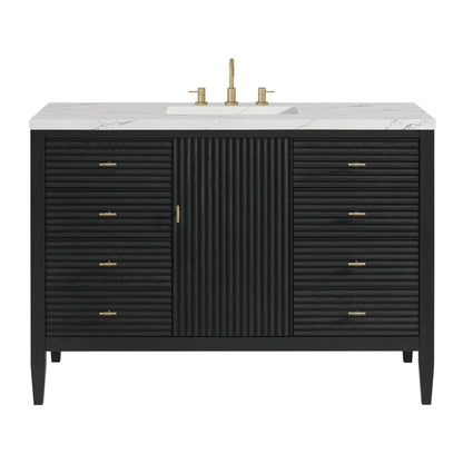 Myrrin 48" Single Vanity, Carbon Oak w/ 3 CM Ethereal Noctis Silestone Top
