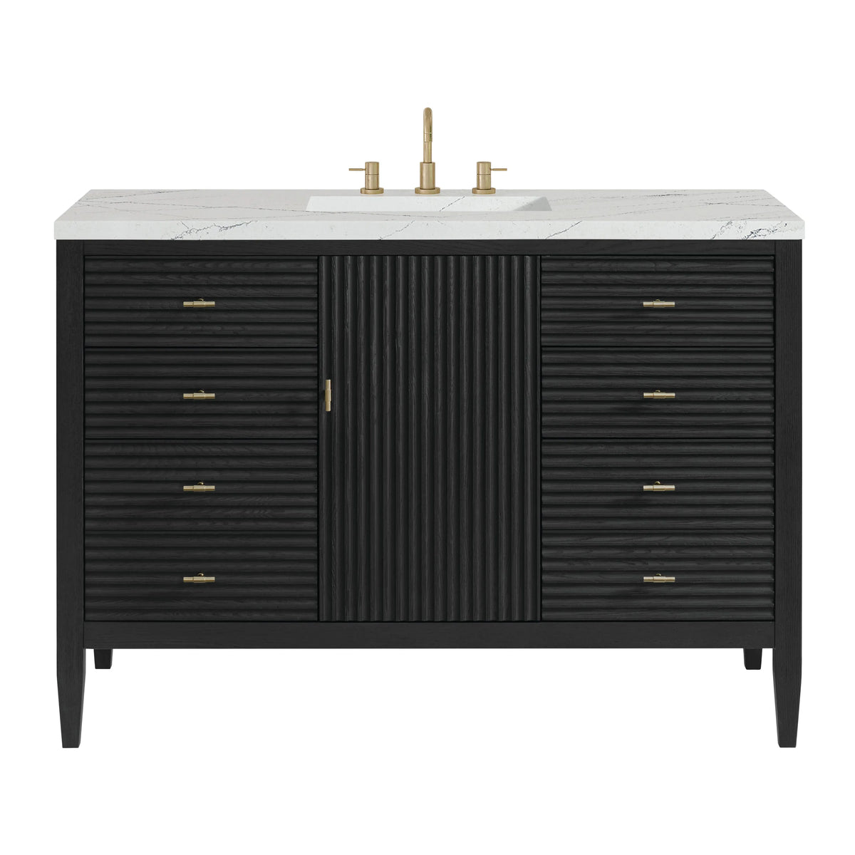 Myrrin 48" Single Vanity, Carbon Oak w/ 3 CM Ethereal Noctis Silestone Top w/FreePower Wireless Charger