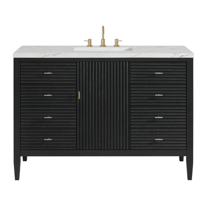 Myrrin 48" Single Vanity, Carbon Oak w/ 3 CM Ethereal Noctis Silestone Top w/FreePower Wireless Charger