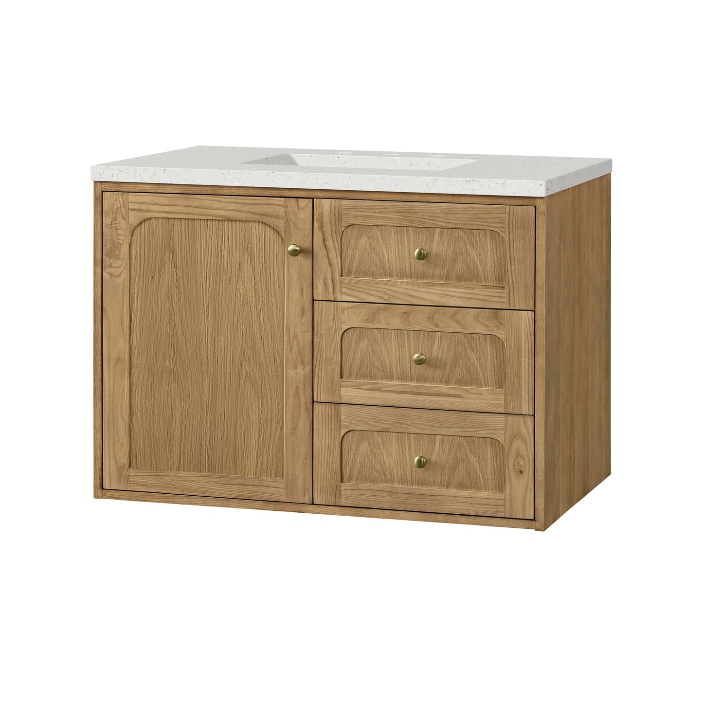Renovate for Less Atlanta Laurent 36" Single Vanity, Light Natural Oak w/ 3 CM Lime Delight Top
