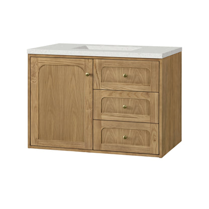 Renovate for Less Atlanta Laurent 36" Single Vanity, Light Natural Oak w/ 3 CM Lime Delight Top