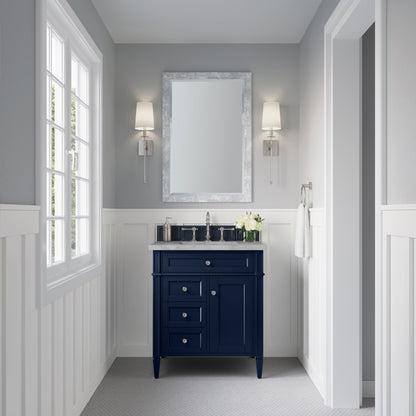 Renovate for Less Atlanta Brittany 30" Single Vanity, Victory Bleu w/ 3 CM Victorian Silver Silestone Top