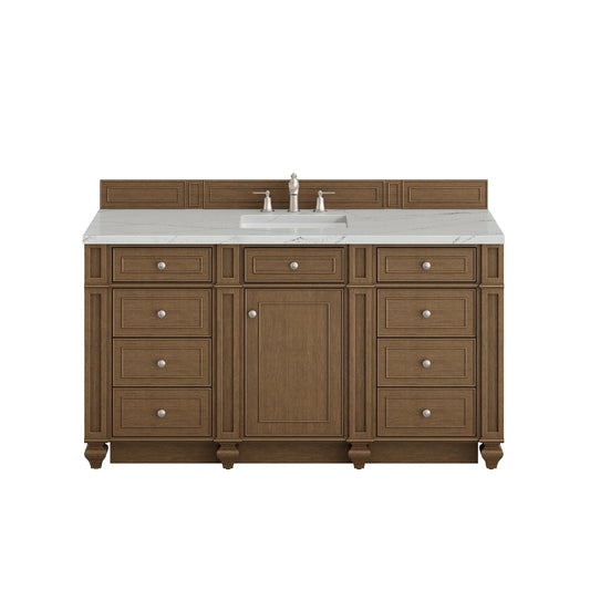 Bristol 60" Single Vanity, Saddle Brown w/ 3 CM Ethereal Noctis Silestone Top