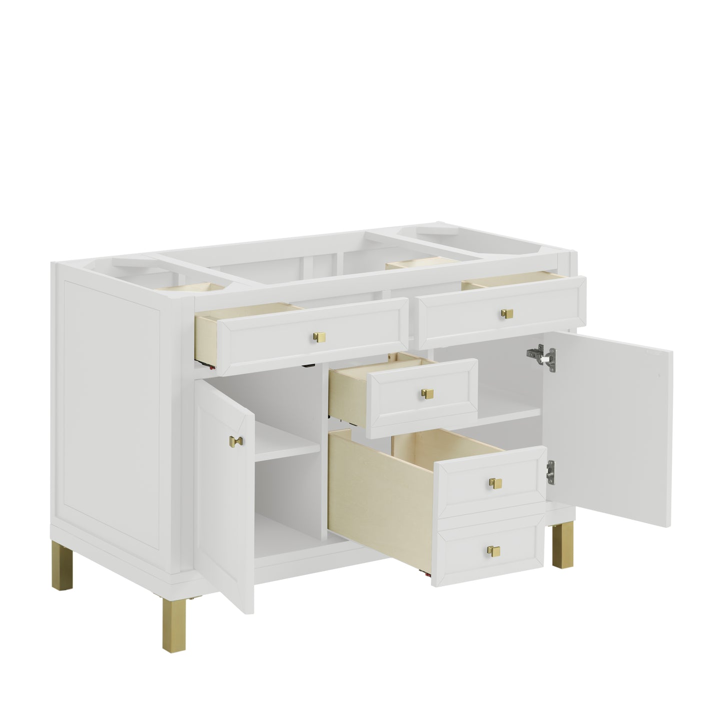 Renovate for Less Atlanta Chicago 48" Single Vanity, Glossy White, w/ 3 CM Ethereal Noctis Silestone® Top w/FreePower Wireless Charger