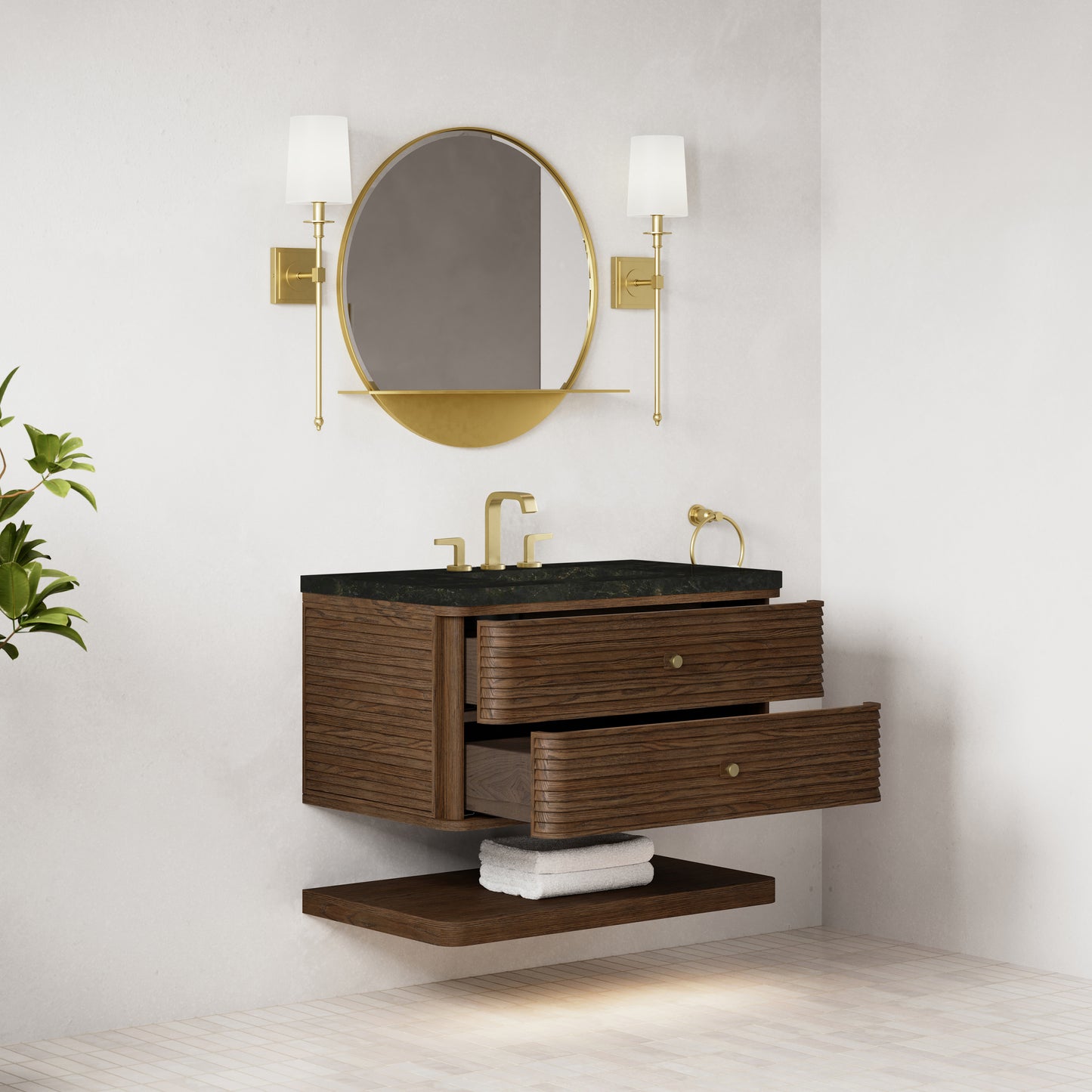 Renovate for Less Atlanta Allamari 36" Single Vanity, Sable w/ 3 CM Phantome Eclos Top