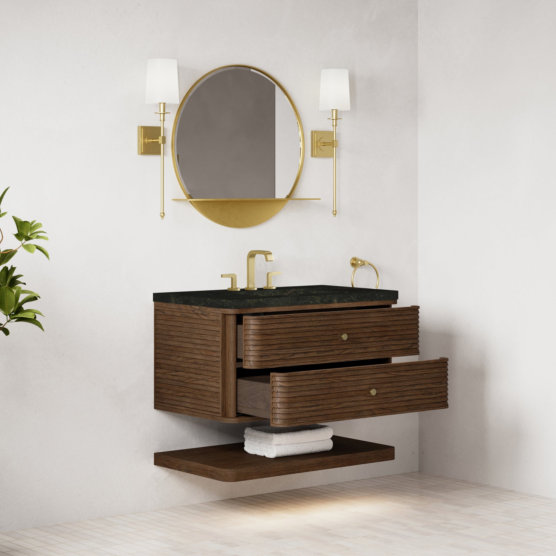 Renovate for Less Atlanta Allamari 36" Single Vanity, Sable w/ 3 CM Phantome Eclos Top
