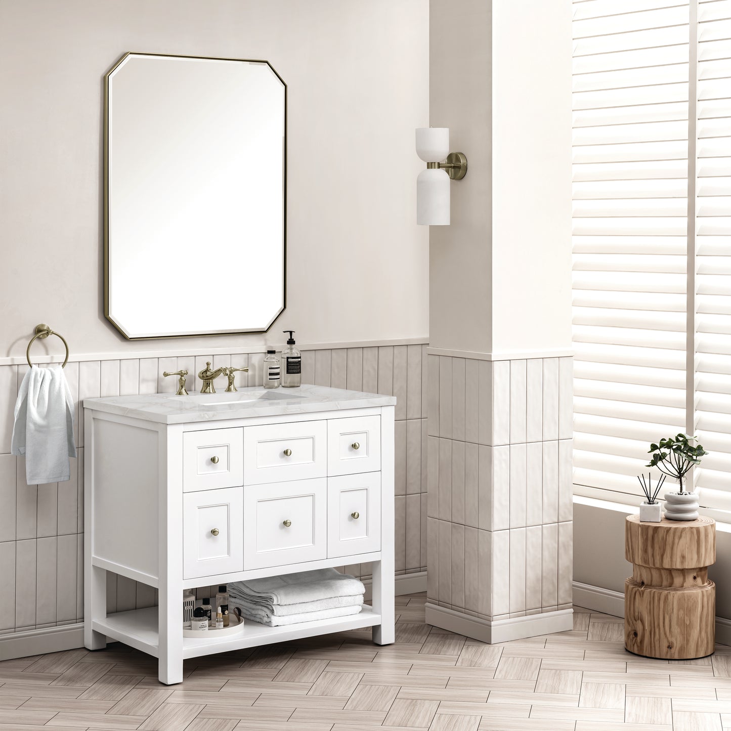 Renovate for Less Atlanta Breckenridge 36" Single Vanity, Bright White w/ 3 CM Victorian Silver Top