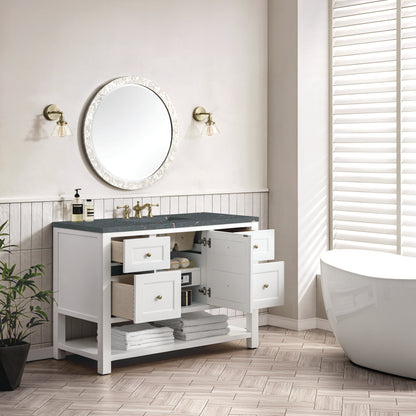 Renovate for Less Atlanta Breckenridge 48" Single Vanity, Bright White w/ 3 CM Parisien Bleu Top