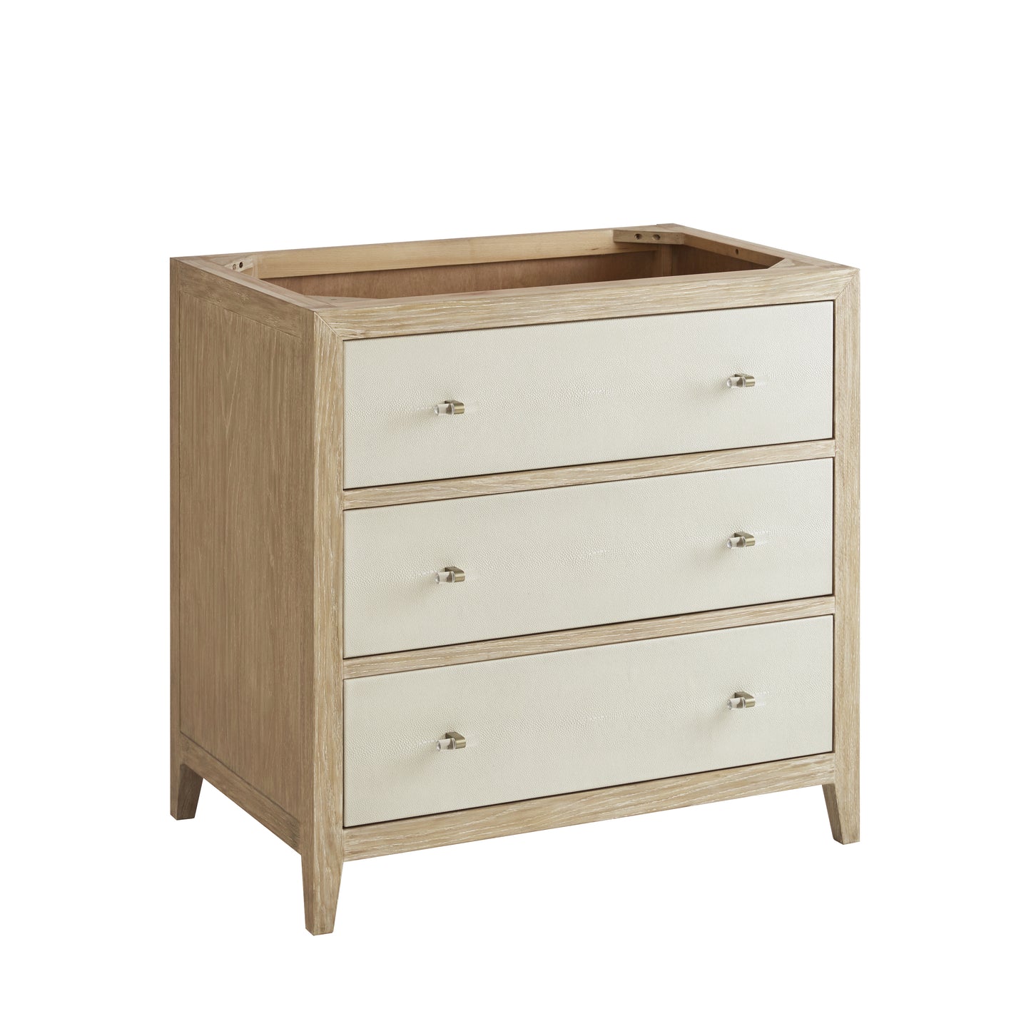 Renovate for Less Atlanta Celeste 36" Single Vanity, Sunwashed Oak with Embossed Shagreen w/ 3 CM White Zeus Silestone Top