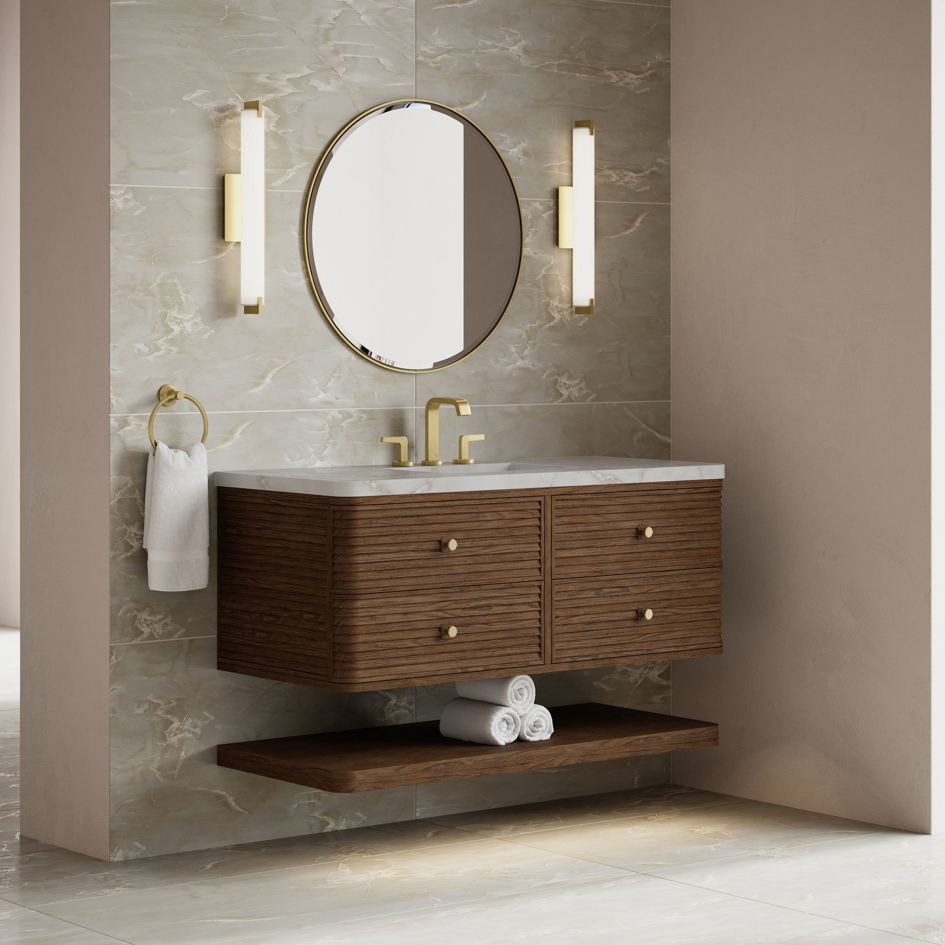 Renovate for Less Atlanta Allamari 48" Single Vanity, Sable w/ 3 CM Victorian Silver Top w/FreePower Wireless Charger