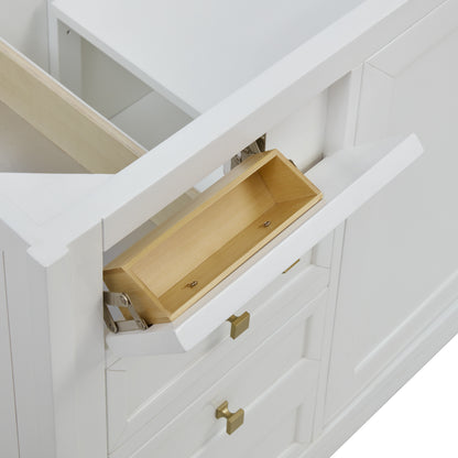 Renovate for Less Atlanta Chicago 60" Double Vanity, Glossy White, w/ 3 CM Carrara Marble Top