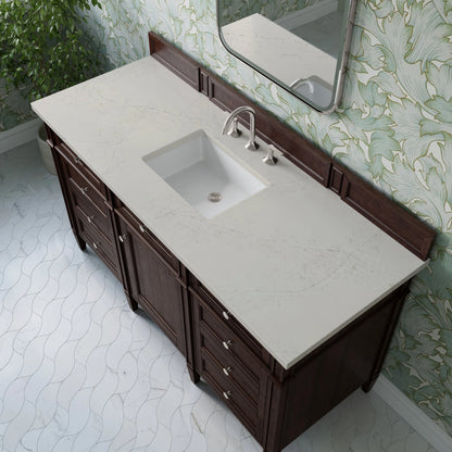 Brittany 60" Single Vanity, Burnished Mahogany, w/ 3 CM Siberian Silestone Top