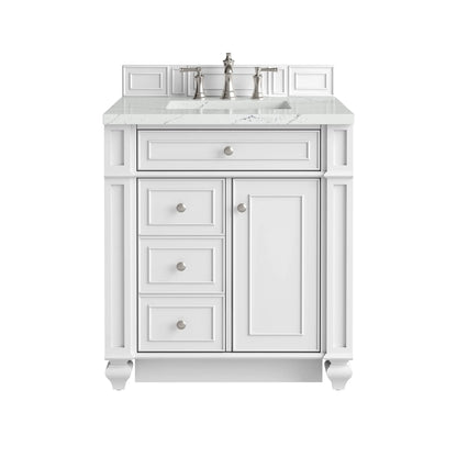 Bristol 30" Single Vanity, Bright White w/ 3 CM Ethereal Noctis Silestone Top