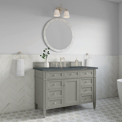 Renovate for Less Atlanta Brittany 48" Single Vanity, Urban Gray w/ 3 CM Parisien Bleu Silestone Top w/FreePower Wireless Charger