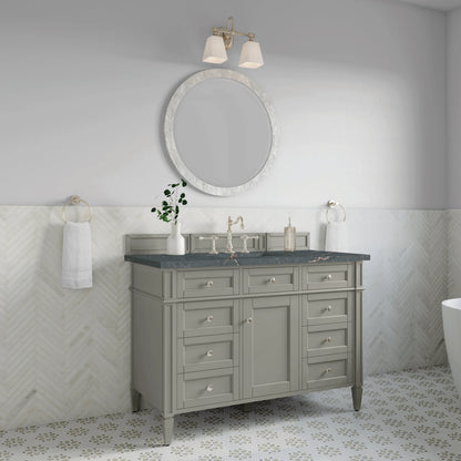 Brittany 48" Single Vanity, Urban Gray w/ 3 CM Parisien Bleu Silestone Top w/FreePower Wireless Charger