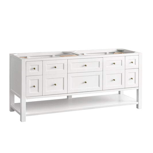 Breckenridge 72" Double Vanity, Bright White w/ 3 CM Charcoal Soapstone Top