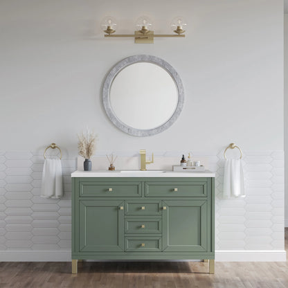 Chicago 48" Single Vanity, Smokey Celadon, w/ Single Hole 3CM White Zeus Silestone® Top & Backsplash