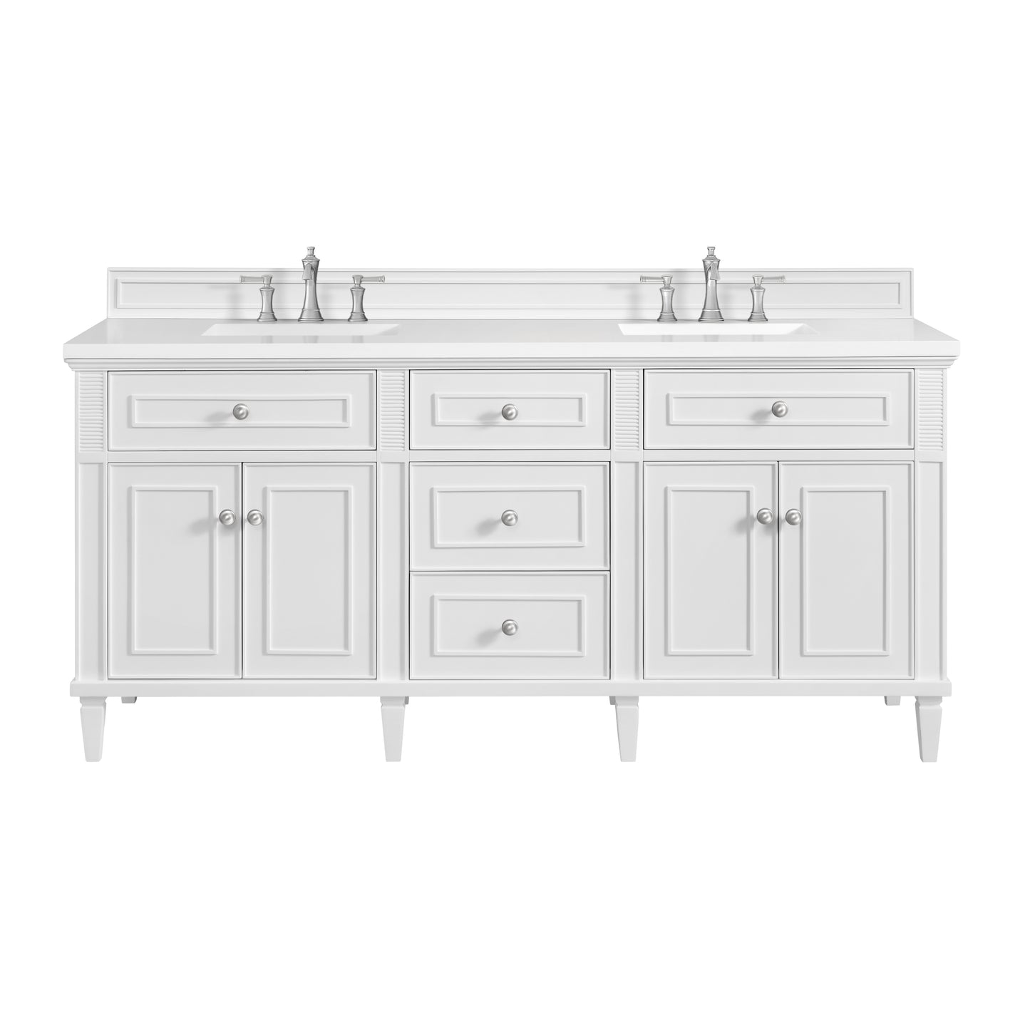 Renovate for Less Atlanta Lorelai 72" Double Vanity, Bright White w/ 3 CM White Zeus Silestone Top