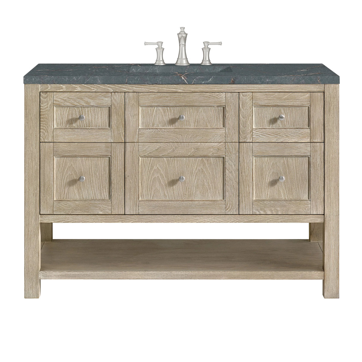 Breckenridge 48" Single Vanity, Whitewashed Oak w/ 3 CM Parisien Bleu Silestone Top