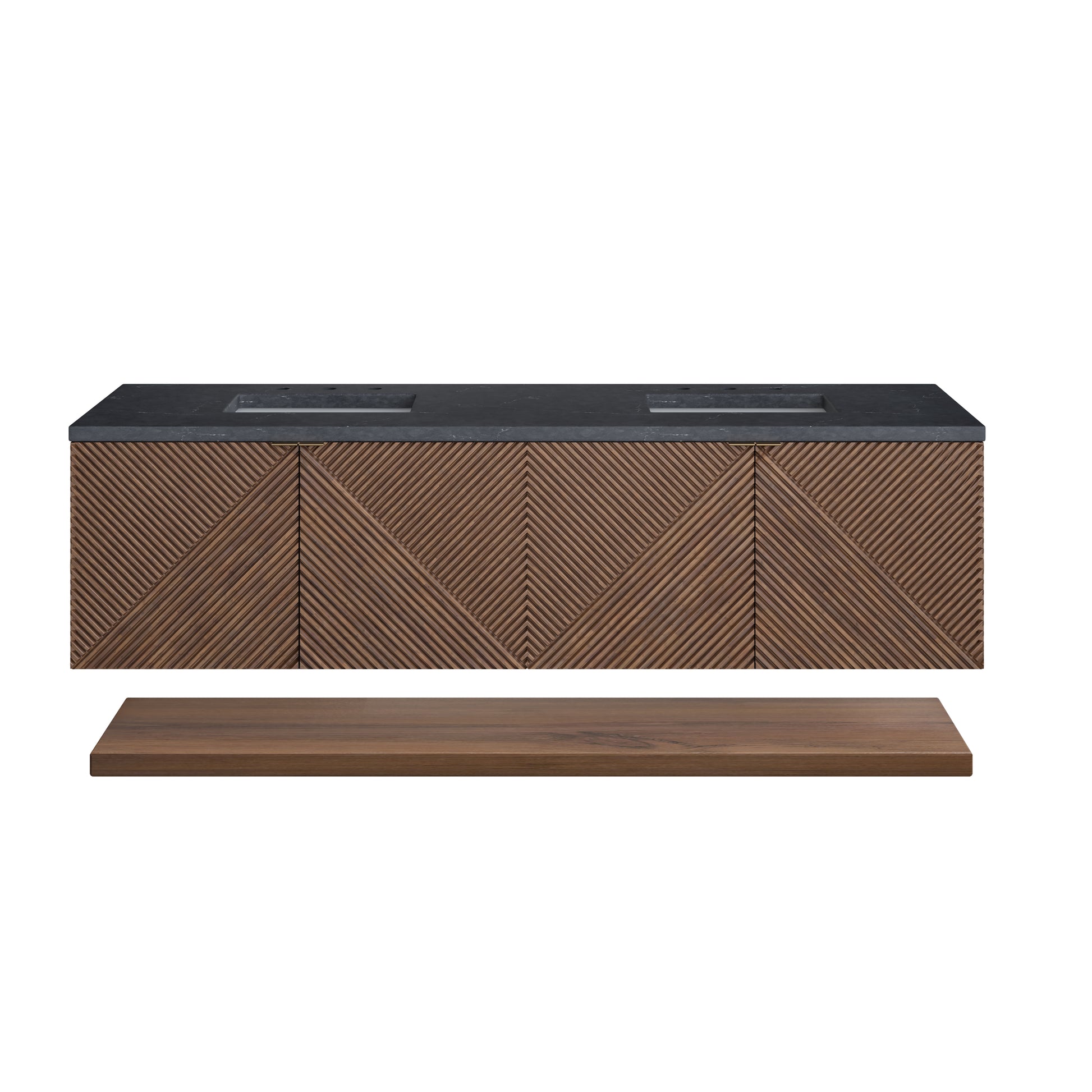 Renovate for Less Atlanta Marcello 72" Double Vanity, Chestnut w/ 3 CM Charcoal Soapstone Top