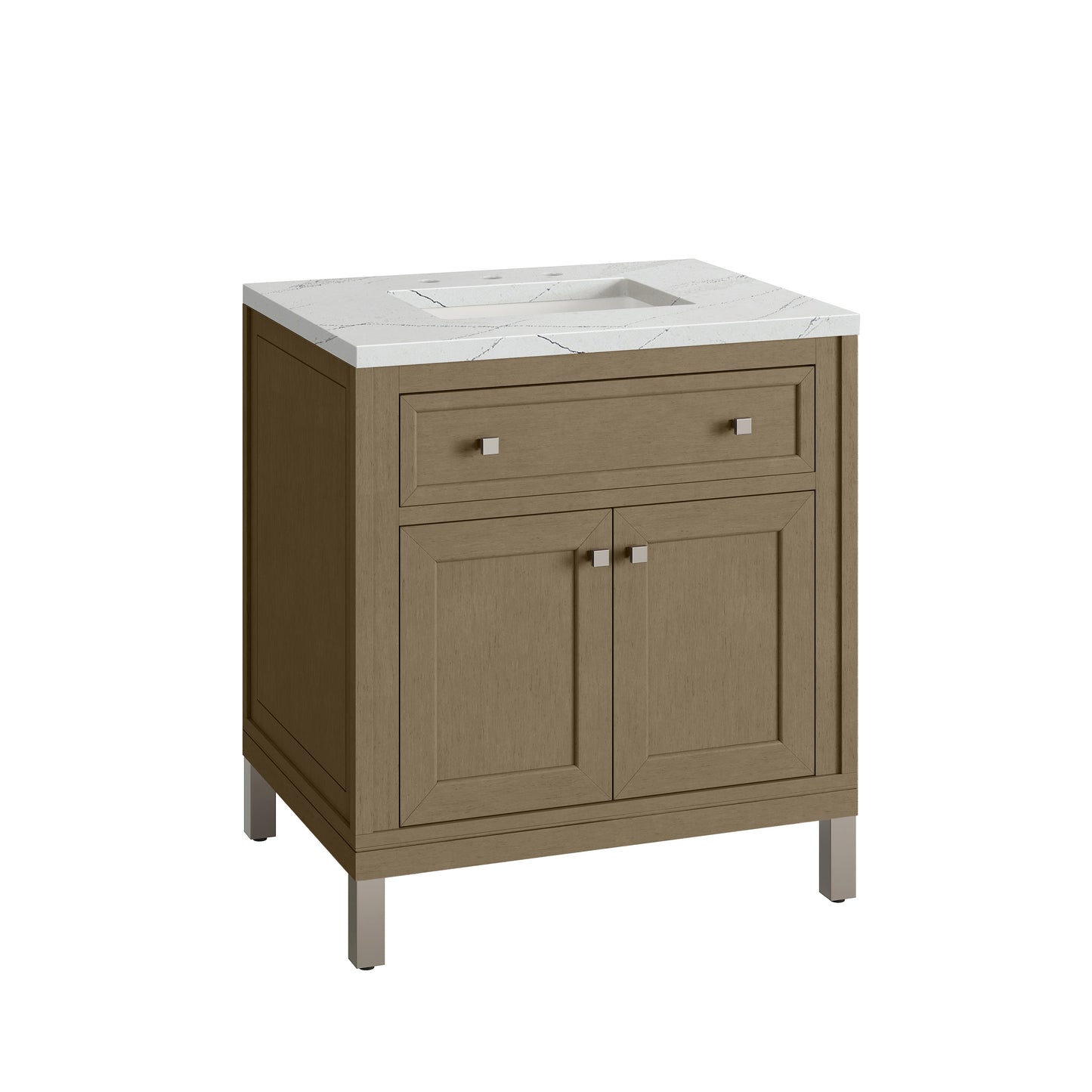 Renovate for Less Atlanta Chicago 30" Single Vanity, Walnut Whisper, w/ 3 CM Ethereal Noctis Silestone® Top