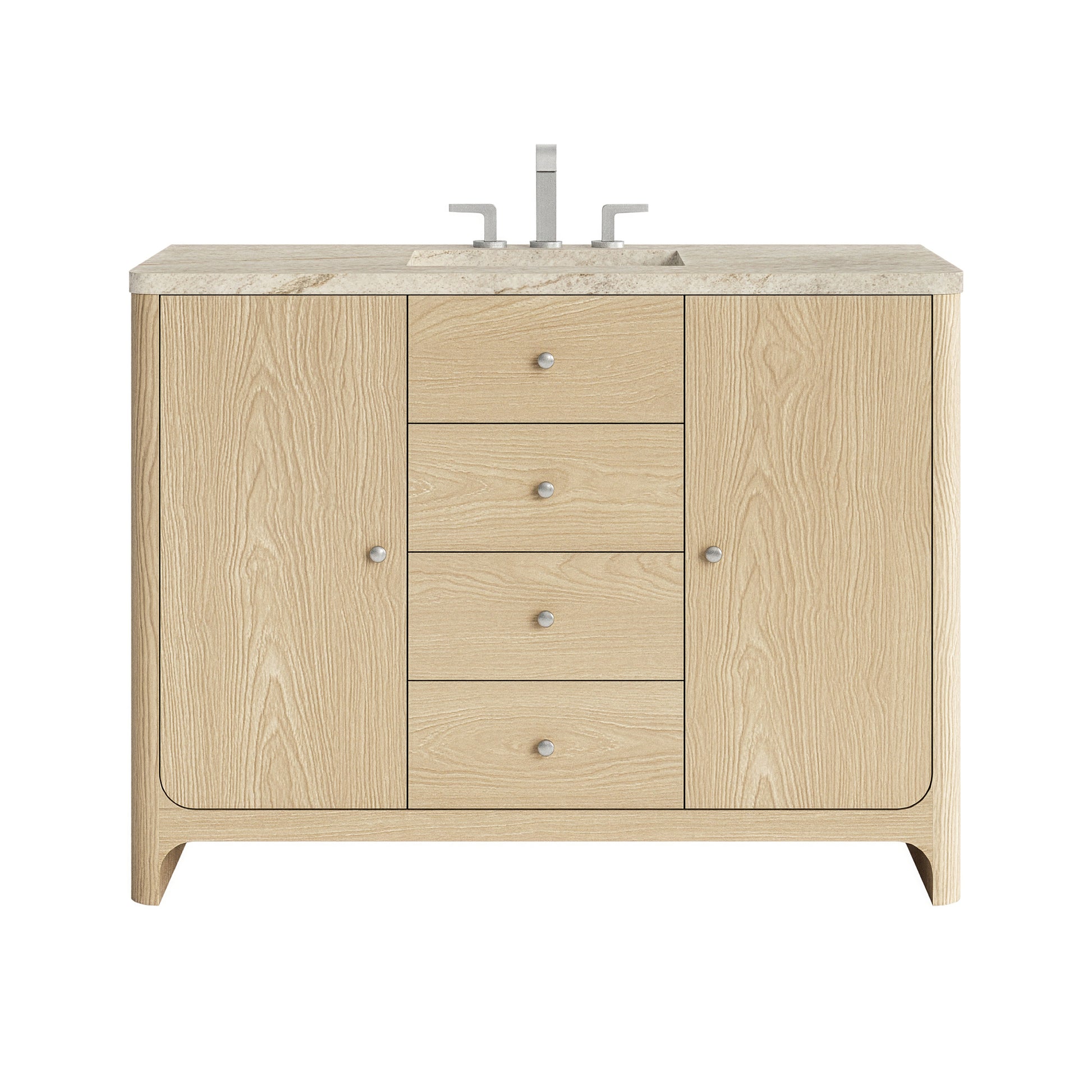 Renovate for Less Atlanta Gracyn 48" Single Vanity, Coastal Driftwood, w/ 3 CM Tajnar Eclos Widespread Top