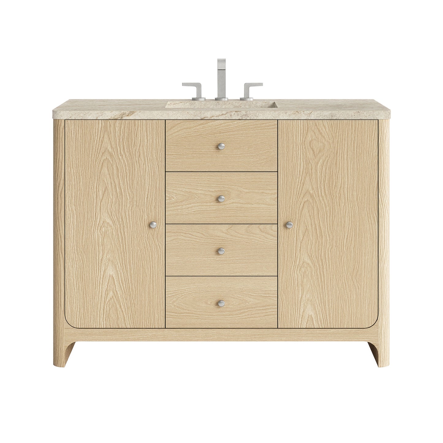 Renovate for Less Atlanta Gracyn 48" Single Vanity, Coastal Driftwood, w/ 3 CM Tajnar Eclos Top w/FreePower Wireless Charger