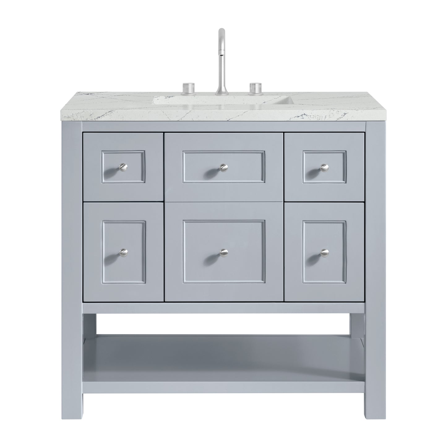 Renovate for Less Atlanta Breckenridge 36" Single Vanity, Serenity Blue, w/ 3 CM Ethereal Noctis Quartz Top