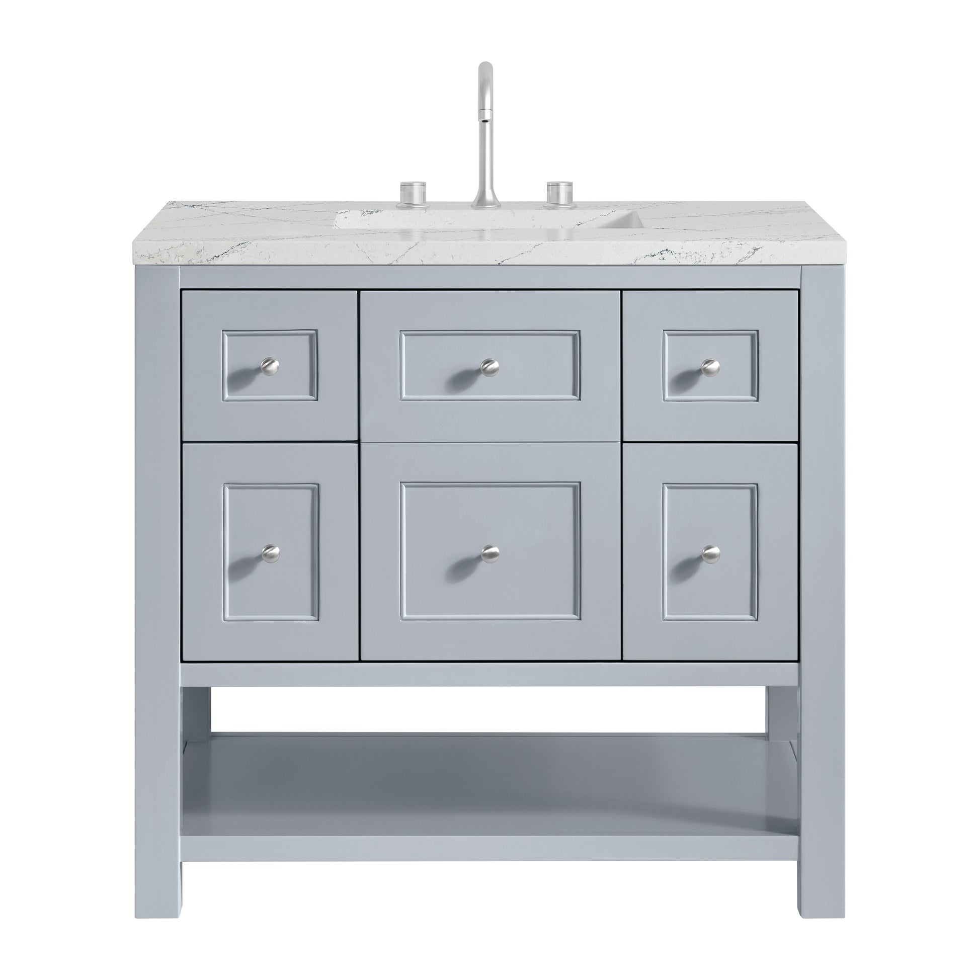 Renovate for Less Atlanta Breckenridge 36" Single Vanity, Serenity Blue, w/ 3 CM Ethereal Noctis Quartz Top
