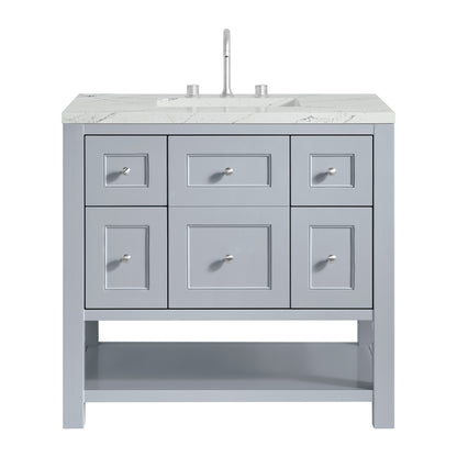 Renovate for Less Atlanta Breckenridge 36" Single Vanity, Serenity Blue, w/ 3 CM Ethereal Noctis Quartz Top