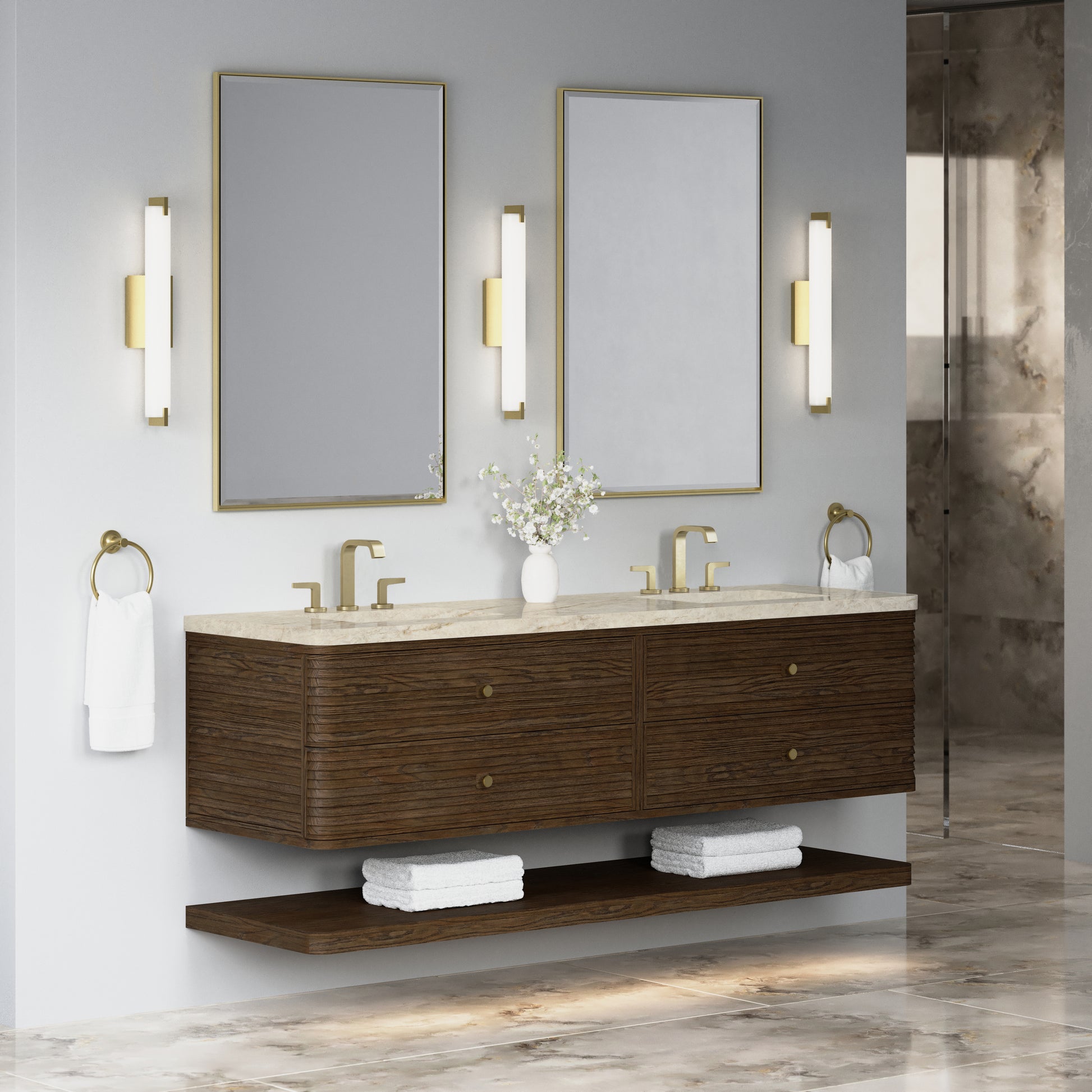 Renovate for Less Atlanta Allamari 72" Double Vanity, Sable w/ 3 CM Tajnar Eclos Top