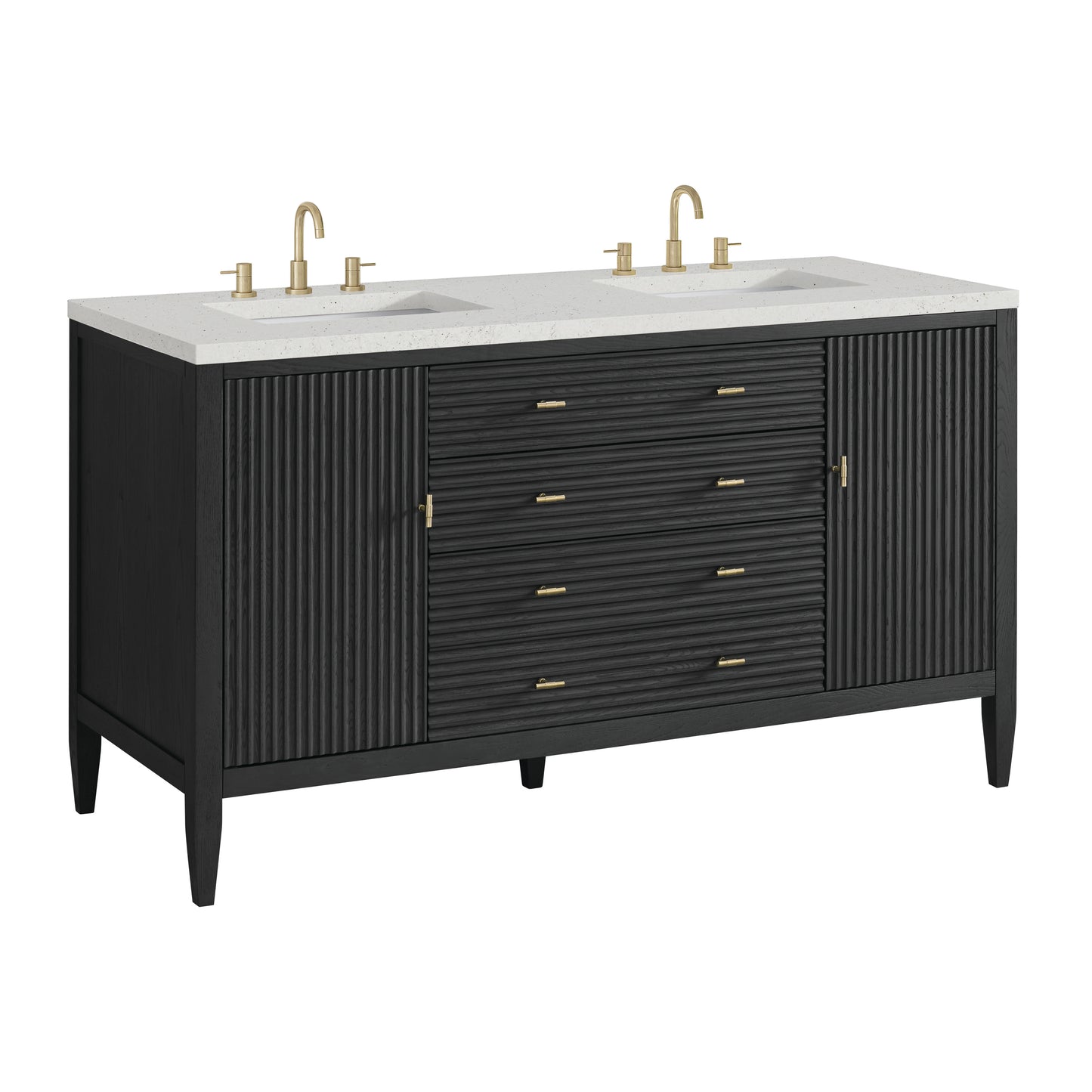 Renovate for Less Atlanta Myrrin 60" Double Vanity, Carbon Oak w/ 3 CM Lime Delight Silestone Top