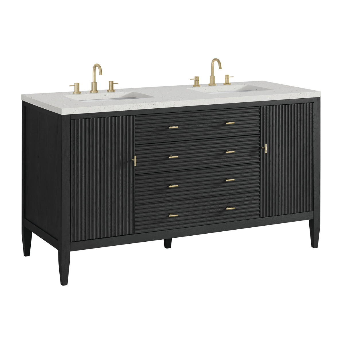 Myrrin 60" Double Vanity, Carbon Oak w/ 3 CM Lime Delight Silestone Top