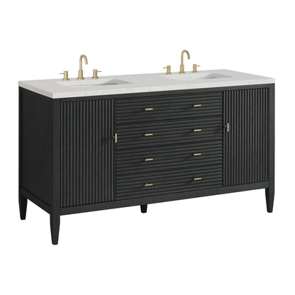 Myrrin 60" Double Vanity, Carbon Oak w/ 3 CM Lime Delight Silestone Top
