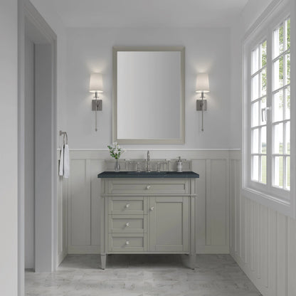 Brittany 36" Single Vanity, Urban Gray w/ 3 CM Charcoal Soapstone Silestone Top