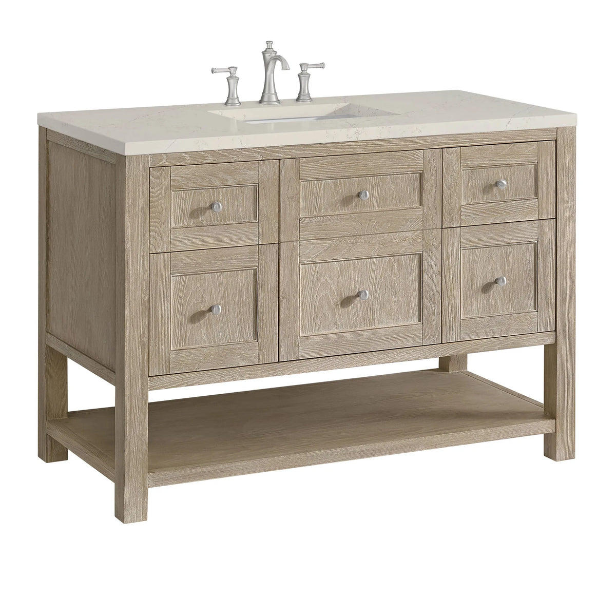 Breckenridge 48" Single Vanity, Whitewashed Oak, w/ 3 CM Siberian Silestone Top