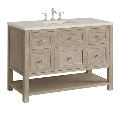 Breckenridge 48" Single Vanity, Whitewashed Oak, w/ 3 CM Siberian Silestone Top