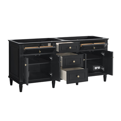 Renovate for Less Atlanta Lorelai 72" Double Vanity, Black Onyx w/ 3 CM White Zeus Silestone Top