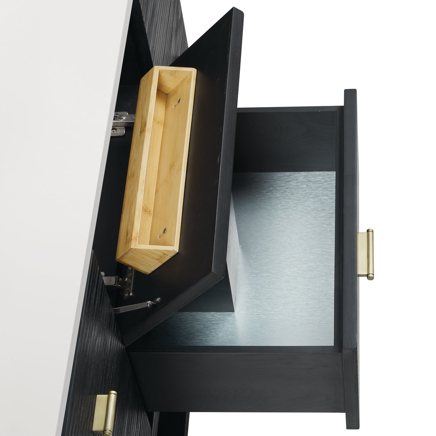 Renovate for Less Atlanta Lucian 48" Single Vanity, Carbon Oak, w/ 3 CM Tajnar Eclos Widespread Top
