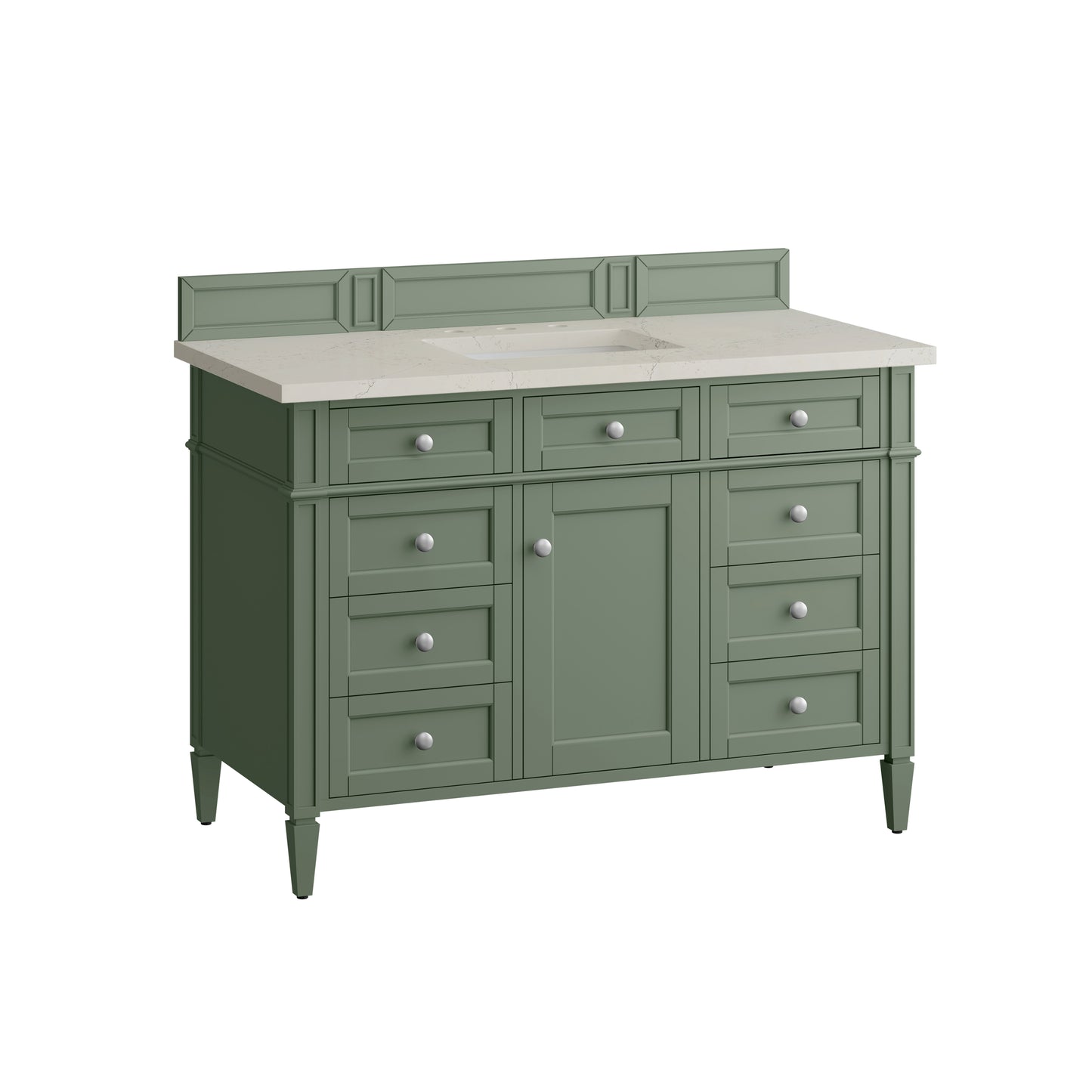 Renovate for Less Atlanta Brittany 48" Single Vanity, Smokey Celadon, w/ 3 CM Siberian Silestone Top