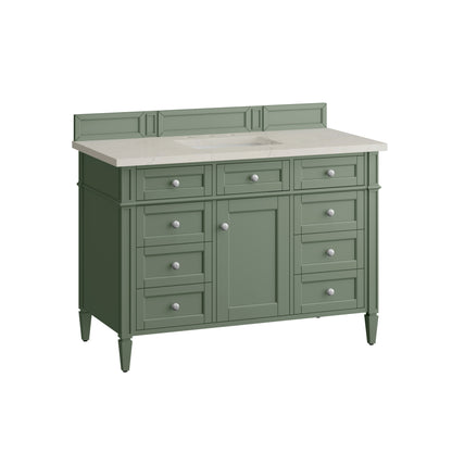 Renovate for Less Atlanta Brittany 48" Single Vanity, Smokey Celadon, w/ 3 CM Siberian Silestone Top