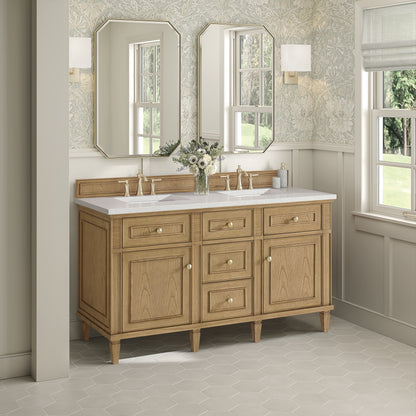Renovate for Less Atlanta Lorelai 60" Double Vanity, Light Natural Oak w/ 3 CM Lime Delight Silestone Top