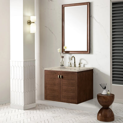 Amberly 30" Single Vanity, Mid-Century Walnut, w/ 3 CM Tajnar Eclos Top